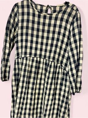 Flamingo Urban Navy & Cream Gingham Long Sleeve Dress
